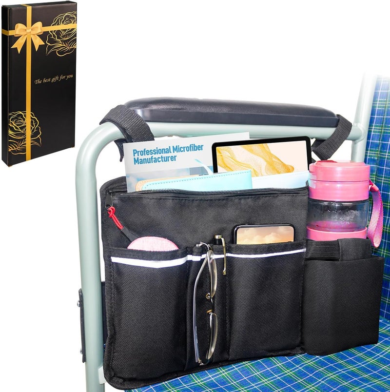 TONINT Wheelchair Pouch Side Pocket,Wheel Chair Cup Holder,Electric Wheelchair Accessories,Wheelchair Side Bag with Cup Holder,Bag For Wheelchair,Wheelchair Armrest Pouch Accessories - Image 1